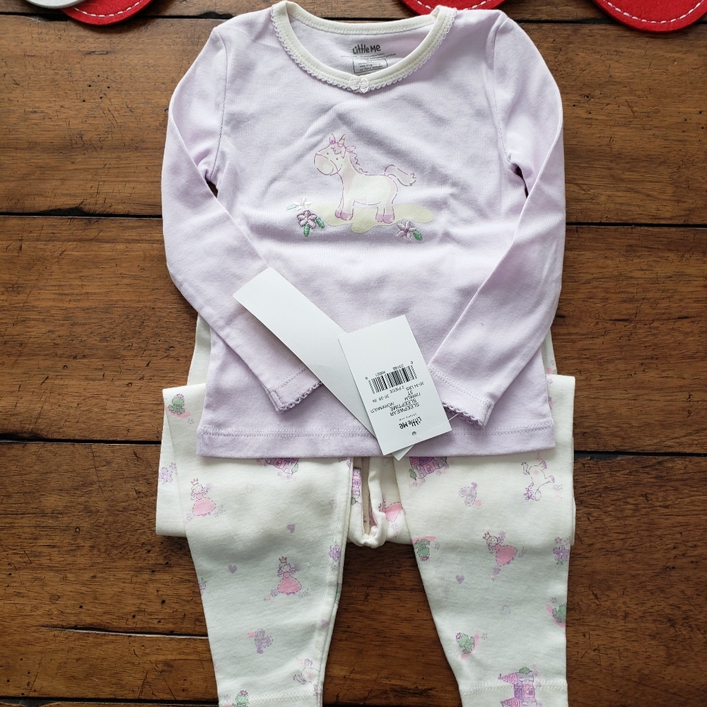 NWT 3T Little Me Unicorn Two Piece PJs
